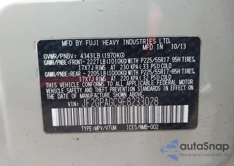 2014 Subaru Xv Crosstrek 2.0I Limited z USA, uszkodzony, nr VIN JF2GPAGC9E8233028